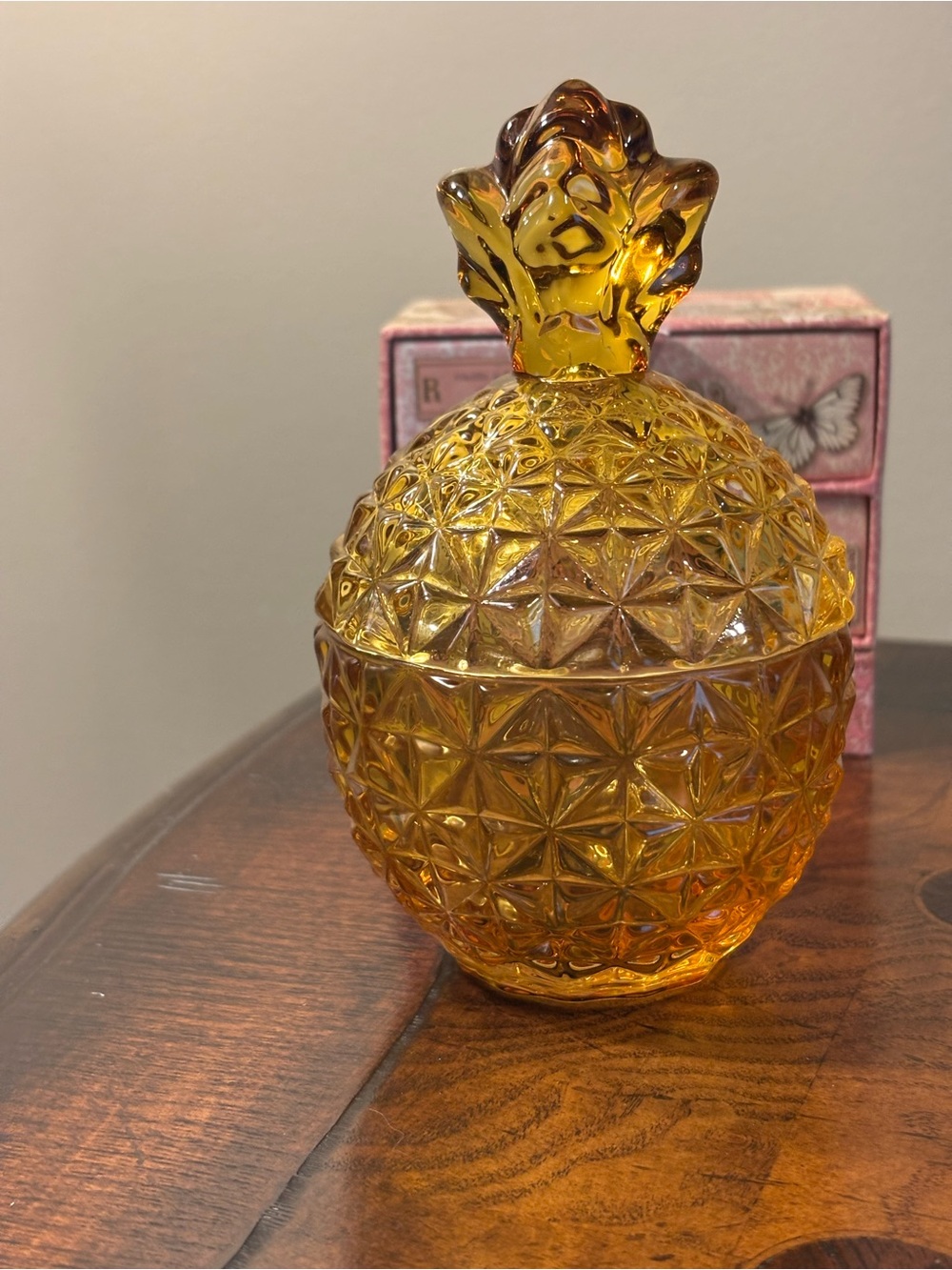 Mikasa Celebrations Amber Pineapple Glass Decorative Jar